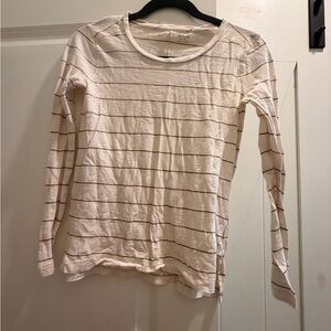Madewell Ivory and Tan Striped Tee